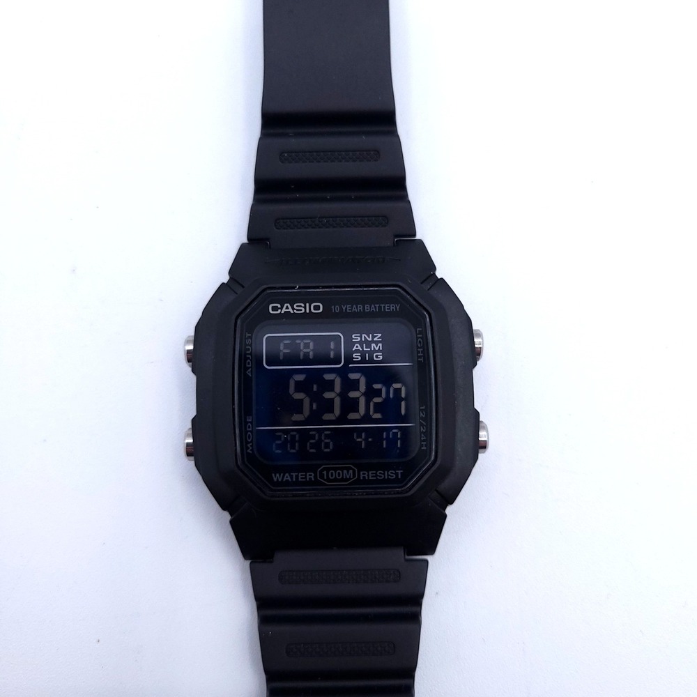 Casio Men's Water 100m Resistant Digital Watch Black Dial Dual Time W800H-1BV